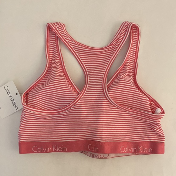 Calvin Klein Wireless Bra Pink White Stripe Lightly Lined Bralette NWT - Picture 3 of 5
